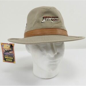 NEW Indiana Jones Dorfman Pacific Khaki Cotton Safari Fedora Hat Large Promo Y2K